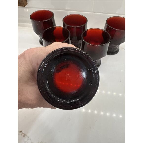 Anchor Hocking Royal Ruby Red Juice Glasses 3.25" Set of 6 ~ Vintage 1930-1960 - Picture 5 of 5